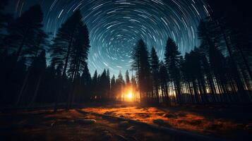 noite céu com estrelas fez com grandes exposição foto