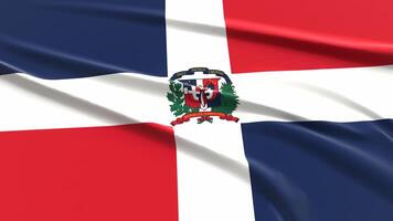 dominicano república bandeira. tecido texturizado dominicano bandeira. 3d render ilustração. foto