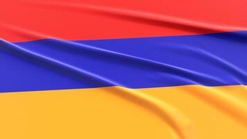 Armênia bandeira. tecido texturizado armênio bandeira. 3d render ilustração. foto