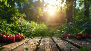 abundante frutas e legumes em de madeira mesa foto