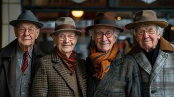 grupo do Mais velho homens em pé juntos foto