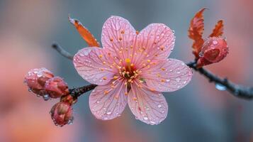 Rosa flor com água gotas foto