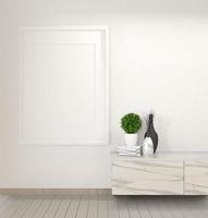 mock up gabinete de granito em quarto vazio zen moderno, designs minimalistas. Renderização 3d foto