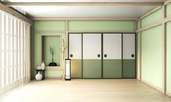 ryokan green room zen estilo muito japonês. Renderização 3D foto
