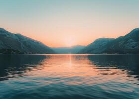 majestoso montanhas negligenciar uma lago foto