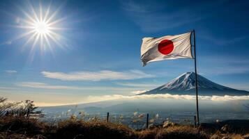 a japonês bandeira com Está icônico vermelho Sol é visto em toda parte Como uma símbolo do nacional orgulho durante isto feriado semana foto