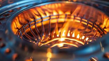 detalhado imagem do a aquecimento bobinas dentro a profundo frigideira responsável para uniformemente aquecimento a óleo foto