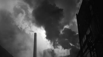 Grosso Sombrio nuvens do carvão poeira pode estar visto ondulante a partir de a plantas escape pontos de venda foto