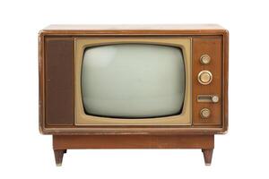 vintage televisão conjunto a partir de a meio 20 século, isolado em uma branco fundo, ideal para mundo televisão dia e histórico meios de comunicação conceitos foto