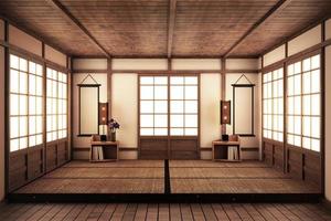 tapete de tatami quarto vazio japonês interior projetando o mais bonito. Renderização 3d foto