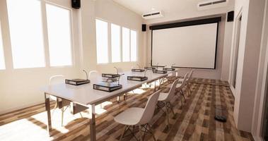 escritório empresarial - bela sala de reuniões e mesa de conferência, estilo moderno. Renderização 3d foto