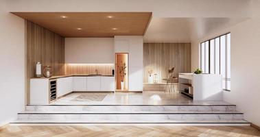 sala de cozinha estilo japonês. Renderização 3D foto
