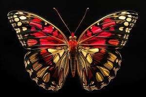 lindo borboleta isolado em uma Preto fundo. fechar-se. foto
