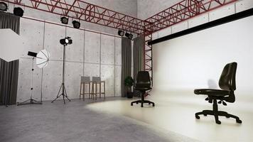 studio - estúdio de cinema moderno com tela branca. Renderização 3d foto