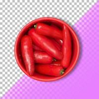 super hot red picantes micro chili peppers em um fundo transparente. psd foto