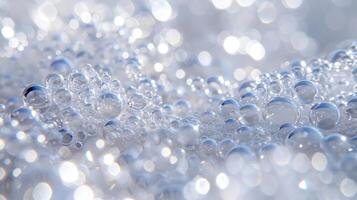 uma massa do minúsculo cintilante bolhas semelhante a cristais flutuando dentro uma mar do Claro viscoso espuma foto