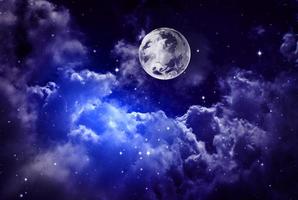 azul claro dramático panorama noturno da galáxia do espaço do universo lunar no céu noturno foto