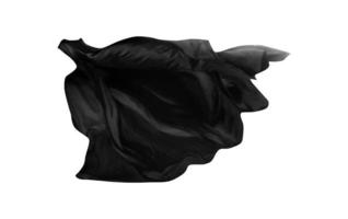 Batman preto liso elegante tecido voador preto textura de seda abstrata em branco foto