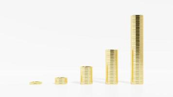 moedas crescentes significam investimentos que geram lucros. esta imagem é renderização em 3D. foto