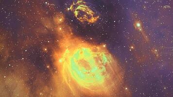 infinito lindo cosmos dourado fundo com nebulosa, aglomerado de estrelas no espaço sideral. beleza de um universo infinito cheio de estrelas. arte cósmica, papel de parede de ficção científica foto