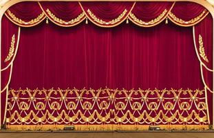 a cortina teatral é vermelha. apresentação. cinema. foto