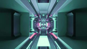 Ilustração 3D com luzes verdes brilhantes no túnel futurista 4K UHD foto
