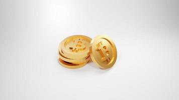 Bitcoins de renderização 3D em fundo branco foto