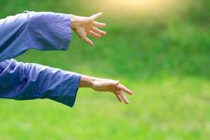 mãos na arte marcial chinesa tai chi chuan foto