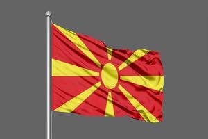 Ilustração da bandeira do norte da Macedônia em fundo cinza foto