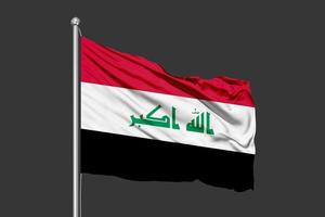 Ilustração da bandeira do Iraque acenando em fundo cinza foto