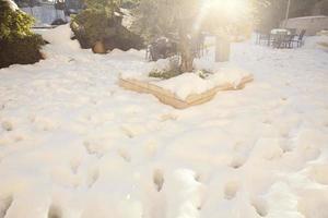 neve em jerusalém e nas montanhas circundantes foto