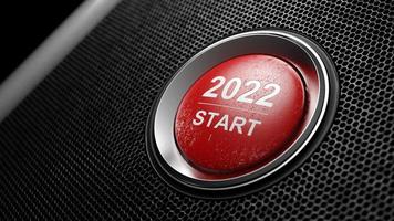 começar em 2022. botão de feliz ano novo. Ilustração 3D foto