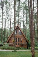 uma casa de campo de madeira foto
