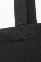 closeup da costura de costura na alça de tecido preto da bolsa