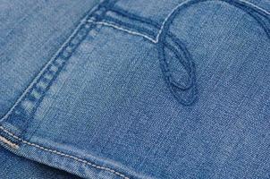 parte da calça jeans azul com bolsos traseiros, closeup