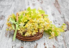 cesta com flores de tília foto