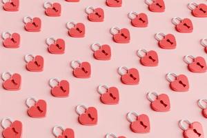 padrão de cadeado em forma de coração. conceito de dia dos namorados e amor. renderização em 3D foto