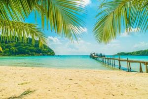 bela praia tropical e mar com coqueiro na ilha paradisíaca