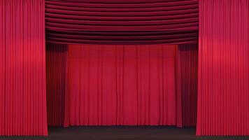 fundo abstrato da cortina de palco vermelha, renderização de ilustração 3d foto