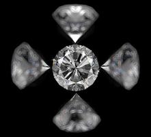 composição 3d de diamantes em fundo preto foto