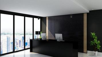 3d render registro e sala de recepção com maquete de conceito de design de interiores minimalista moderno foto