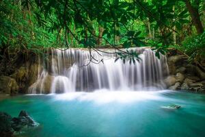 bela cachoeira e floresta verde local de descanso e relaxe tim foto