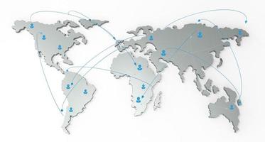 rede social humano 3d no mapa do mundo foto