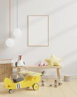 mock up quadro de pôster na sala de crianças, quarto de crianças, maquete de berçário, parede branca. foto
