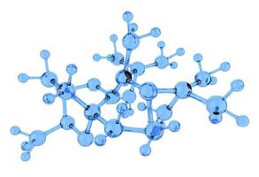 molécula de vidro azul 3d foto