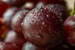 close-up de uvas pretas com gotas de água foto
