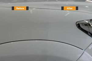 antes e depois do processo de polimento do carro. detalhamento do carro. foto