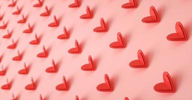 padrão de renderização 3d de símbolo de amor de coração, cartaz de conceito de dia dos namorados, banner ou plano de fundo foto