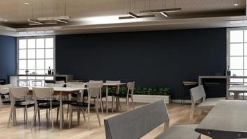 3D render restaurante minimalista ou cafeteria para maquete do logotipo da empresa foto