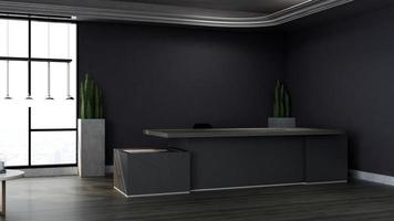 sala de registro de renderização 3D com conceito moderno de design de interiores minimalista foto